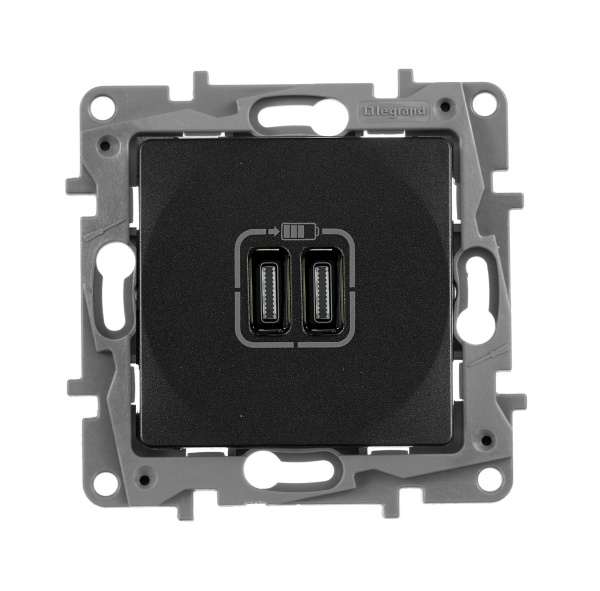 Legrand ETIKA Антрацит Зарядка USB C-C 672635