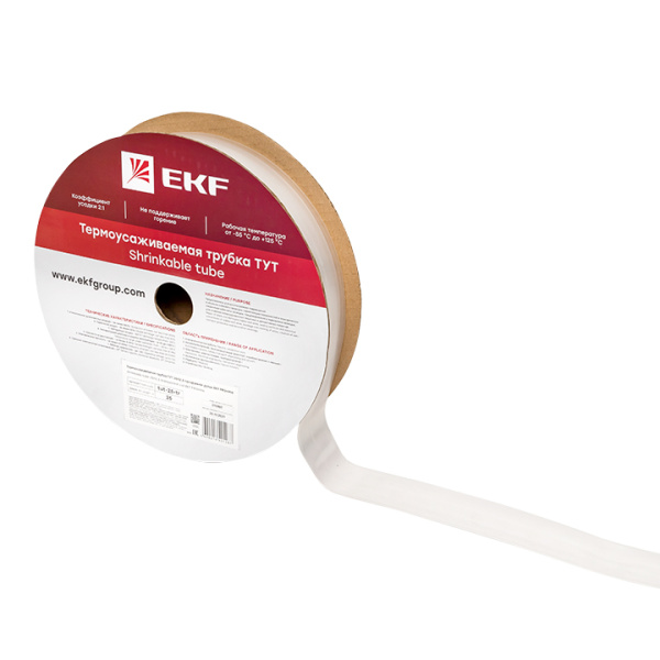 Купить EKF Термоусаживаемая трубка ТУТ 25/12,5 прозрачная рулон