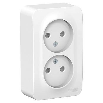 Systeme Electric Blanca наруж Бел Розетка 2-ая б/з со шторками 16А, 250В, изолир. пластина
