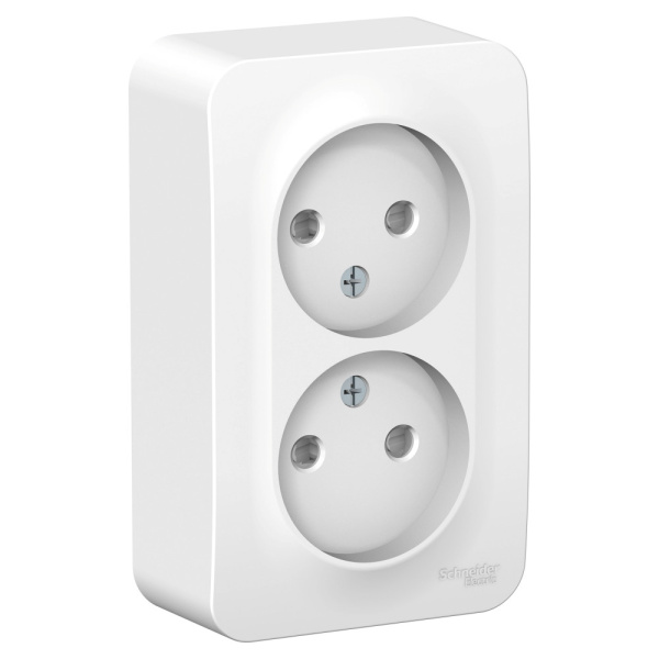 Systeme Electric Blanca наруж Бел Розетка 2-ая б/з со шторками 16А, 250В, изолир. пластина