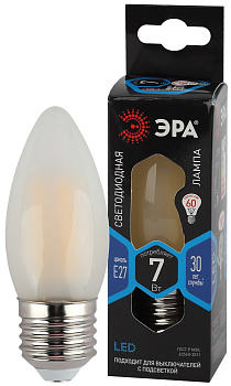 ЭРА F-LED B35-7W-840-E27 frost (филамент, свеча мат, 7Вт, нейтр, E27)