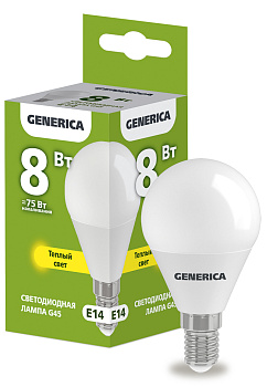 IEK GENERICA Лампа LED G45 шар 8Вт 230В 3000К E14 LL-G45-08-230-30-E14-G