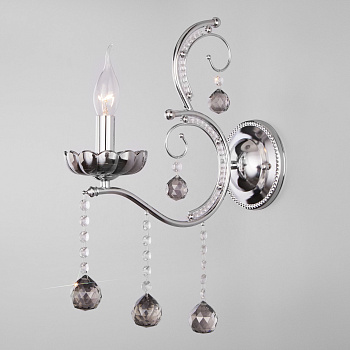 Eurosvet Классическое бра с хрусталем 10107/1 хром/дымчатый хрусталь Strotskis a045440