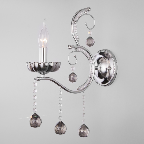 Eurosvet Классическое бра с хрусталем 10107/1 хром/дымчатый хрусталь Strotskis a045440