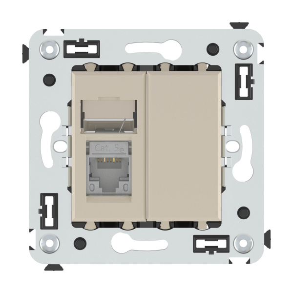 Купить DKC Компьютерная розетка RJ-45 в стену, кат.5e одинарная экранированная, "Avanti","Ванильная дымка"