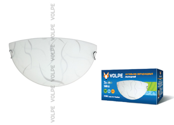 Volpe Светильник LED накладной декоративный полукруглый IP20 стекло/белый 10759 Volpe Светильник LED накладной декоративный полукруглый IP20 стекло/белый 10759
