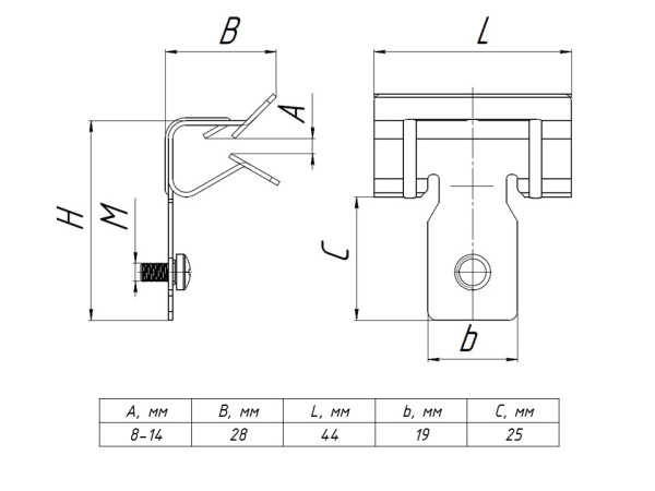 Купить EKF PROxima Зажим балочный 8-14мм с винтом М6х9
