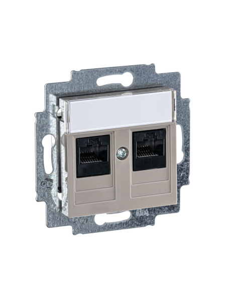 Купить ABB EPJ Levit кофе макиато / белый Розетка компьютерная, 2хRJ45 кат,5e, кофе макиато 2CHH295118A6018