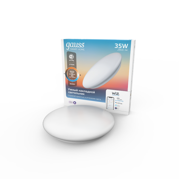 Gauss Cвет-ик SmartHome наст-потол 35W2800lm2700-6500К198-264V IP20 400*70мм изм.цвет.тем.+дим LED 2060112
