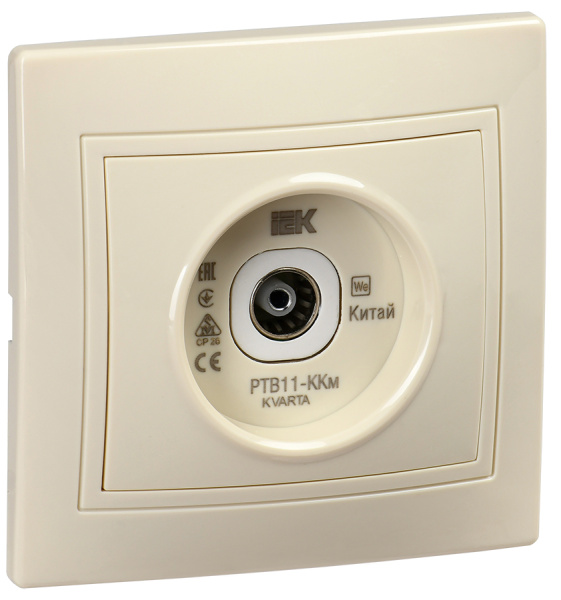 IEK KVARTA Розетка телевиз. проход. РТВ11-ККм крем.