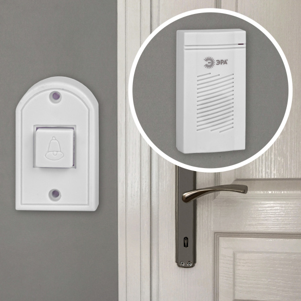 ЭРА Звонок дверной D50 проводной, белый, 1 мелодия