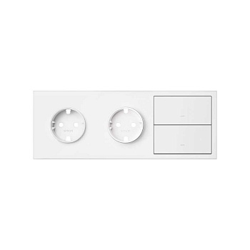 Simon 100 Белый матовый Кит 3 поста, фронт. Накладка на 2 розетки Schuko + 2 клавиши выключателей 10020310-230