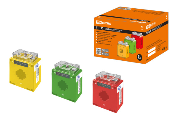 TDM Трансформатор тока измерительный ТТН  30/200/5-5VA/0,5-Р (3 шт., color) SQ1101-1211