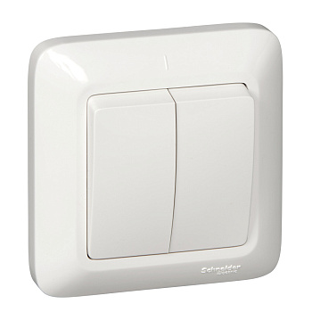 SE Wessen Прима внутр Бел Выключатель 2-клавишный 6А (в сборе) (опт.упак.) S56-043-B
