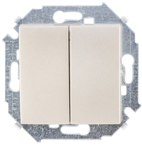 Simon 15 Шампань Переключатель 2-клавишный, 16А, 250В, винт.зажим 1591397-034