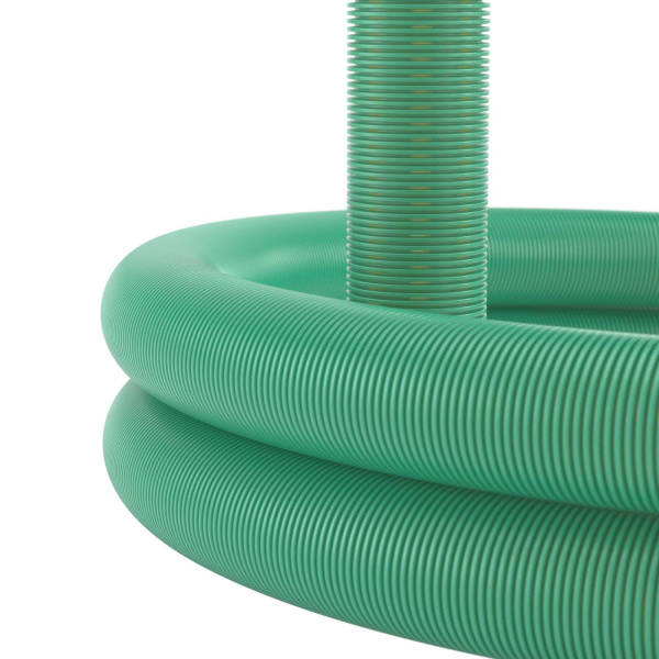 Купить DKC Двустенная труба ПНД гибкая дренажная д.90мм, SN8, перфорация 360 град.,в бухте 50м, цвет зеленый