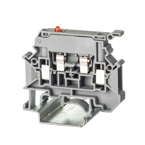 DKC Nuputuk Клемма для предохранителя, винтовой зажим, 2 точки подключения, индикация 250В, 4 кв.мм, серая