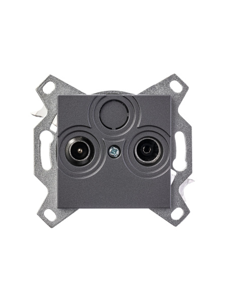 Купить ABB EPJ Levit сталь / дымчатый чёрный Розетка TV-R, оконечная, сталь 2CHH083503A6069