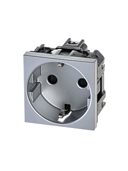 ABB NIE Zenit Серебро Розетка с/з с защитными шторками, винт. зажим, 2 мод 2CLA228800N1301