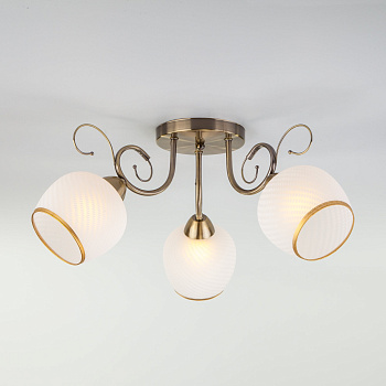 Eurosvet Потолочная люстра со стеклянными плафонами 30159/3 античная бронза a044954