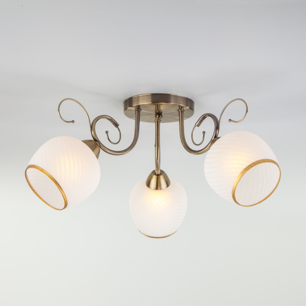 Eurosvet Потолочная люстра со стеклянными плафонами 30159/3 античная бронза a044954