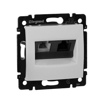 Legrand Valena Бел Розетка двойная комп.(RJ45) 1-ая 5 кат UTP + ТЛФ 1-ая (RJ11) 770080