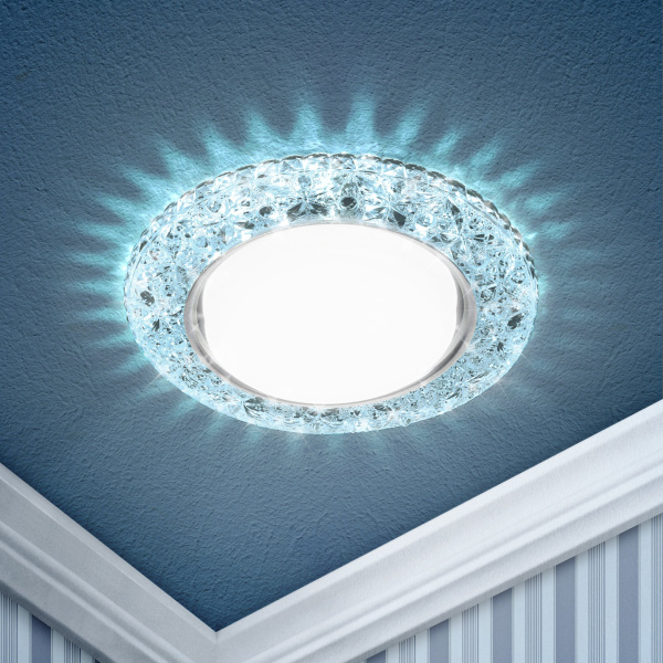 ЭРА DK LD25 BL/WH Голубой Светильник декор cо светодиодной подсветкой Gx53 Б0029637