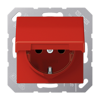 JUNG SCHUKO-розетка  с крышкой и защитой от детей, красный AS1520BFKIKLRT