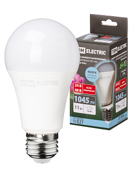 TDM Лампа светодиодная низковольтная МО A60 11 Вт, 24-48 В, 4000 К SQ0340-0342