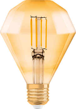 Osram Светодиодная лампа Vintage 1906 LED CL DIAMOND,филаментная,GOLD 4,5W(замена 40Вт),золотистая,теплый белый свет (825), цоколь Е27 4058075091955
