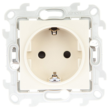 Simon 24 Слоновая кость Розетка 2К+3 с защитными шторками Push&Go 2420432-031