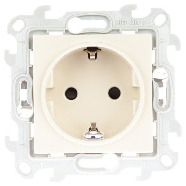 Simon 24 Слоновая кость Розетка 2К+3 с защитными шторками Push&Go 2420432-031