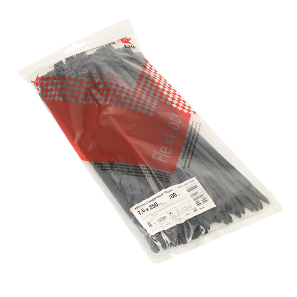 Купить EKF PROxima Хомут P6.6 стандартный (ч), 7.6x250 (100шт) FlexLock