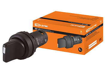 TDM Переключатель на 3 положения с фиксацией SB7-CD33 короткая ручка d22мм 1з+1з черный SQ0746-0072