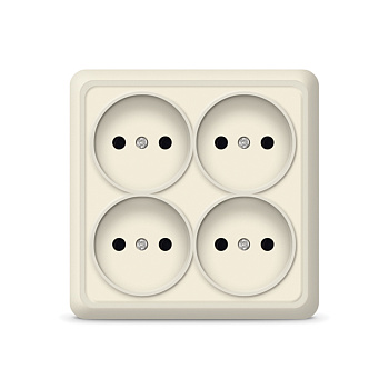 UNIVersal "Олимп" Розетка "Слоновая кость" 4-ая б/з (ivory) квадрат 1170