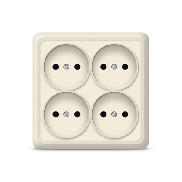 UNIVersal "Олимп" Розетка "Слоновая кость" 4-ая б/з (ivory) квадрат 1170