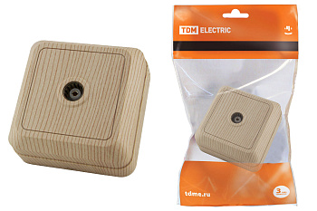 TDM Розетка TВ простая (0-2400 Гц, "мама") открытой установки, IP20 сосна "Ладога" SQ1801-0058