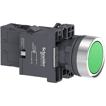 SE Кнопка с подсветкой LED, 220В,зеленая,1НO XA2EW33M1