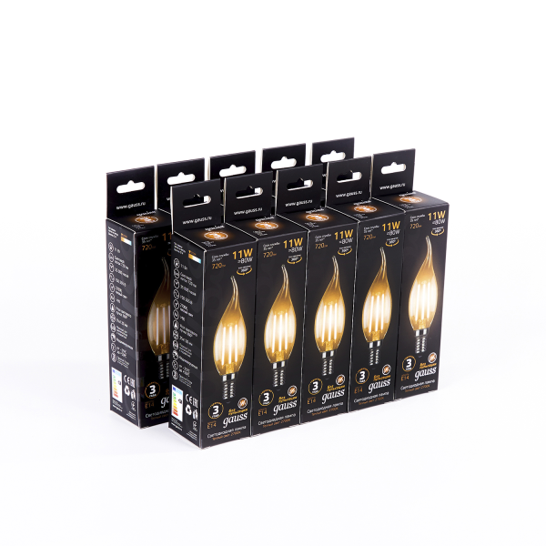 Купить Gauss Лампа Filament Свеча на ветру 11W 810lm 2700К Е14 LED 104801111
