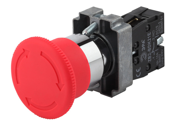 ЭРА Кнопка управления LAY5-BS542 "Грибок" аварийная с фиксацией поворотная (20/200/3200)