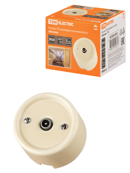 TDM Розетка TV проходная сл. кость «Болонь» SQ1820-0354