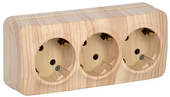 IEK GLORY РС23-3-ХС Розет. 3-ая с з/к о/у 16А GLORY сосна