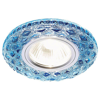 Ambrella Встраиваемый точечный светильник со светодиодной лентой S288 BL хром/сапфир хрусталь/MR16+3W(LED WHITE)