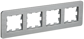 IEK BRITE DECOR /алюм метал. скругл.угол Рамка 4-м РУ-4-1-Бр RE AL
