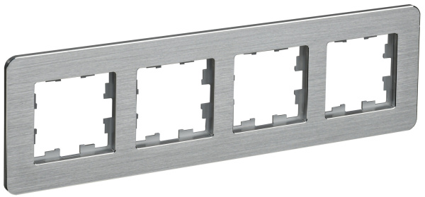 IEK BRITE DECOR /алюм метал. скругл.угол Рамка 4-м РУ-4-1-Бр RE AL