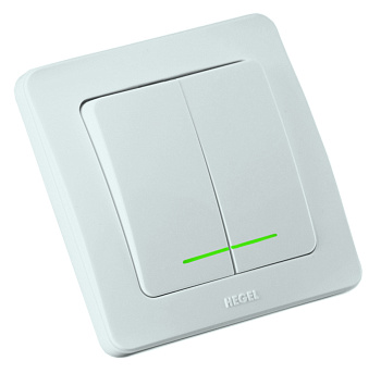 Hegel Мастер внутр Белый ВС10-352 Выключатель 2-клавишный, с индикацией