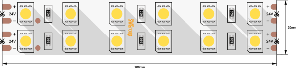 SWG Лента светодиодная стандарт 5050, 120 LED/м, 28,8 Вт/м, 24В , IP20, Цвет: Теплый белый SWG5120-24-28.8-WW