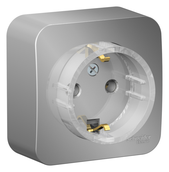 Купить Systeme Electric Blanca наруж Алюминий Розетка с/з без шторок, (тонкая) 16А, 250В изолир. пластина