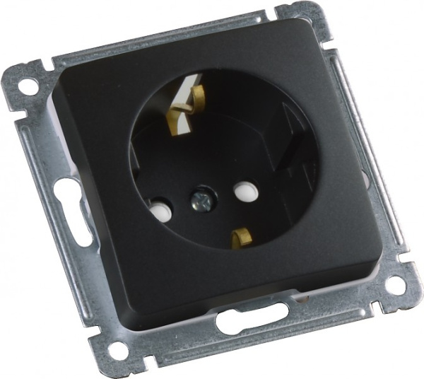 Hegel Мастер внутр Черная РС16-412-08 Розетка с/з, со шторками, механизм