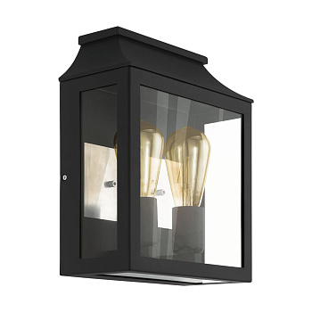 Eglo 97294 Уличный светильник наcтенный SONCINO, 2х60W(E27), L265, H330, лит. алюминий, черный/стекло Eglo 97294 Уличный светильник наcтенный SONCINO, 2х60W(E27), L265, H330, лит. алюминий, черный/стекло